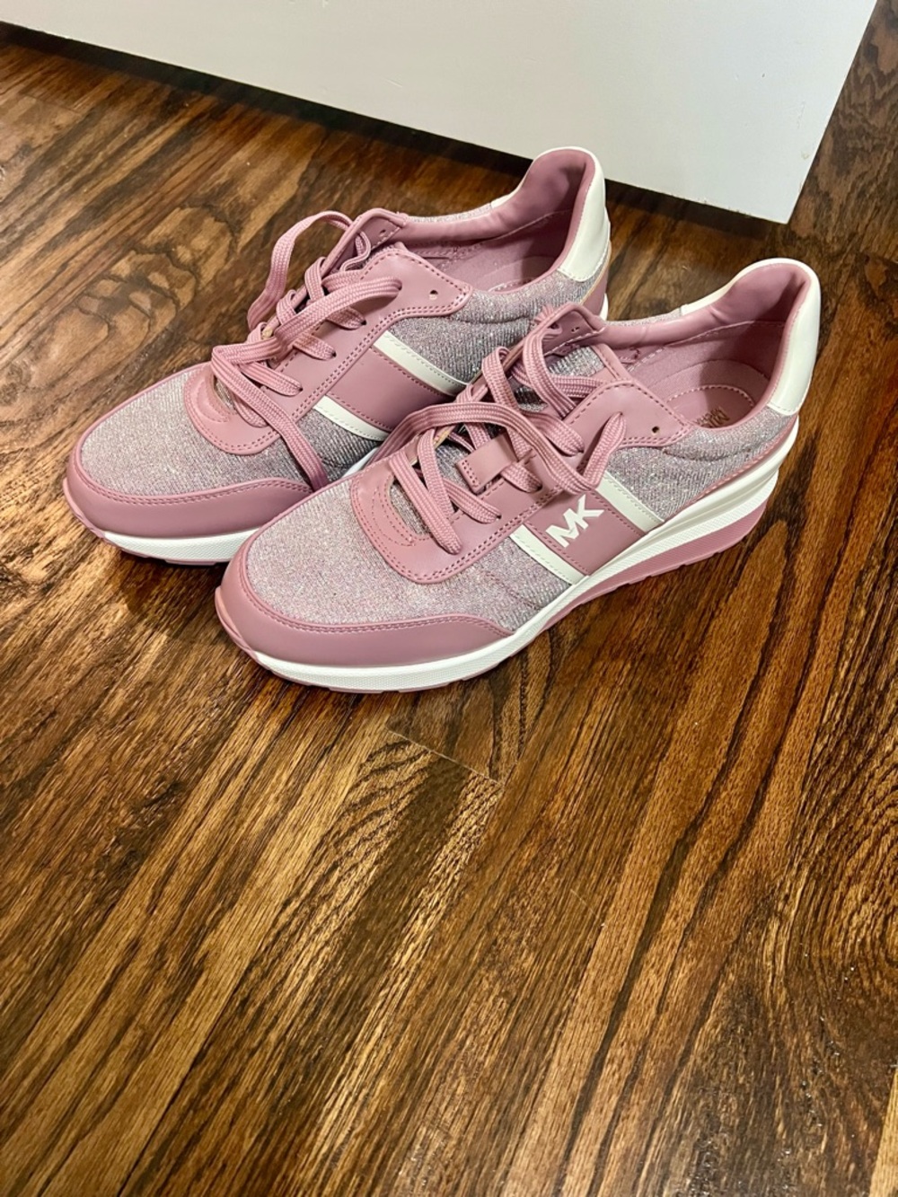 Michael Kors Dusty Pink and White Platform Sneakers - Picture 3 of 3